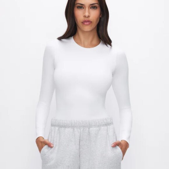 GOOD AMERICAN Scuba Crew Thong Bodysuit in White Size 2X Long Sleeve Brand New - Picture 2 of 8